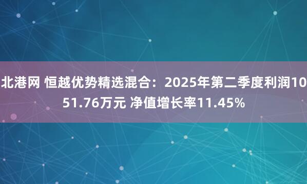 北港网 恒越优势精选混合：2025年第二季度利润1051.76万元 净值增长率11.45%