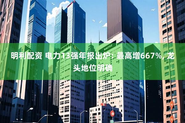 明利配资 电力13强年报出炉: 最高增667%, 龙头地位明确